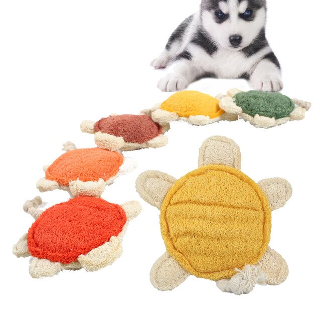 Pet Toy Tortoise Shaped Loofah Sponge Dog Cat Chew Teeth Cleaning