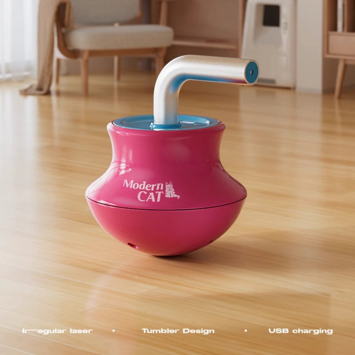 Electric Wobble Spinning Cat Toy with Laser Pointer