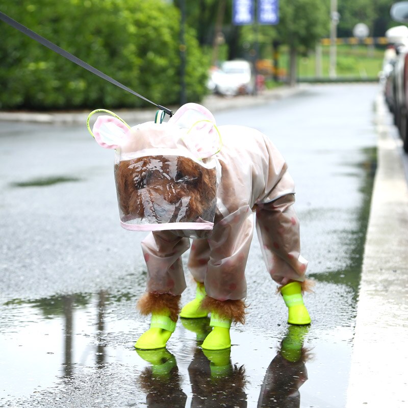 小型犬雨衣寵物防水戶外衣物 4 英尺反光