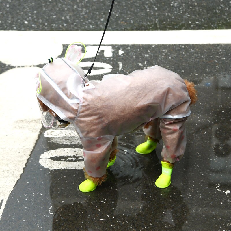 Small Dog Raincoat Pet Waterproof Outdoor Clothes 4 Feet Reflective