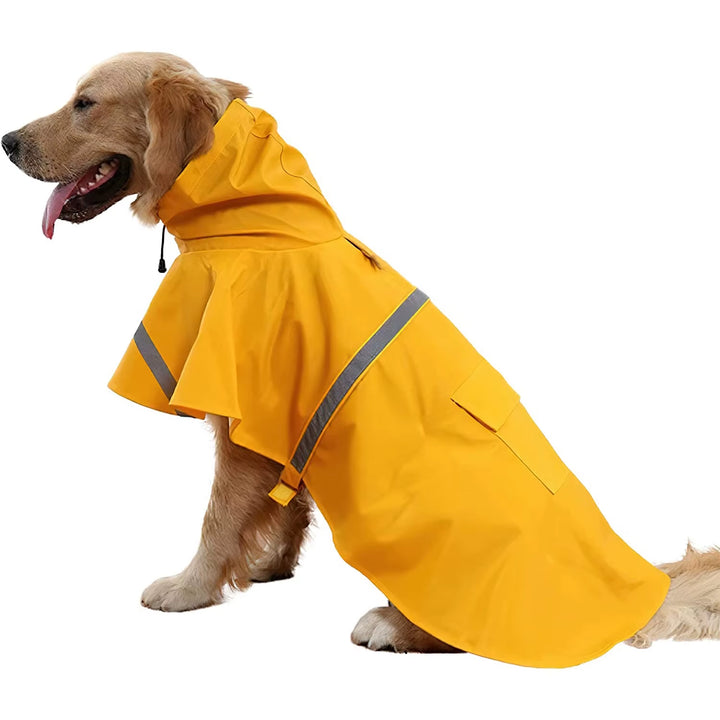 Reflective Dog Raincoat Cape, Waterproof with Hood (Yellow)