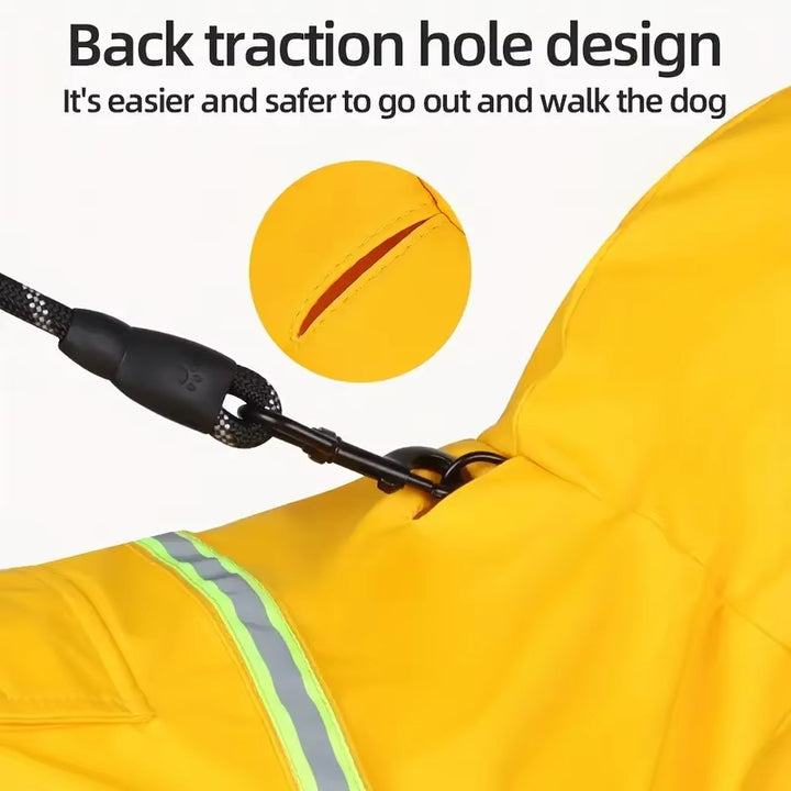 Reflective Dog Raincoat Cape, Waterproof with Hood (Yellow)