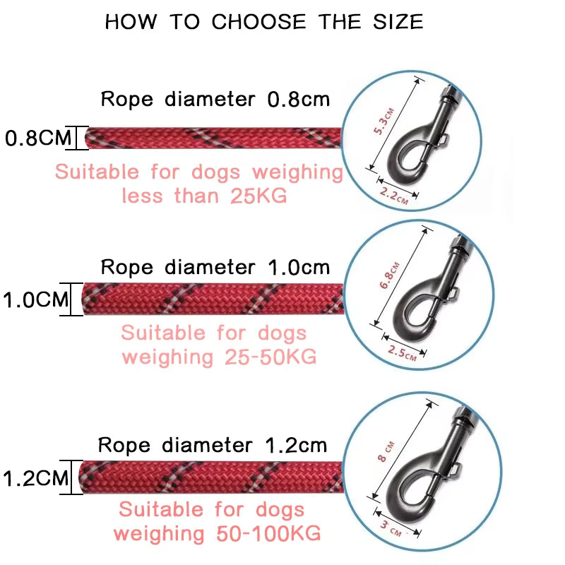 Reflective Strong Dog Leash – 150/200/300cm