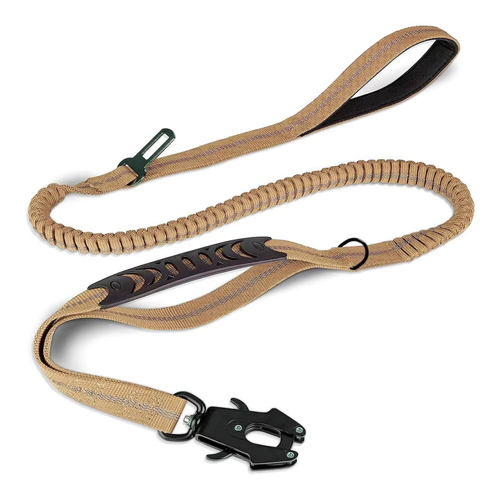 Reflective Bungee Dog Leash with Car Seatbelt Clip – No-Pull, Shock-Absorbing, Heavy-Duty for Large Dogs