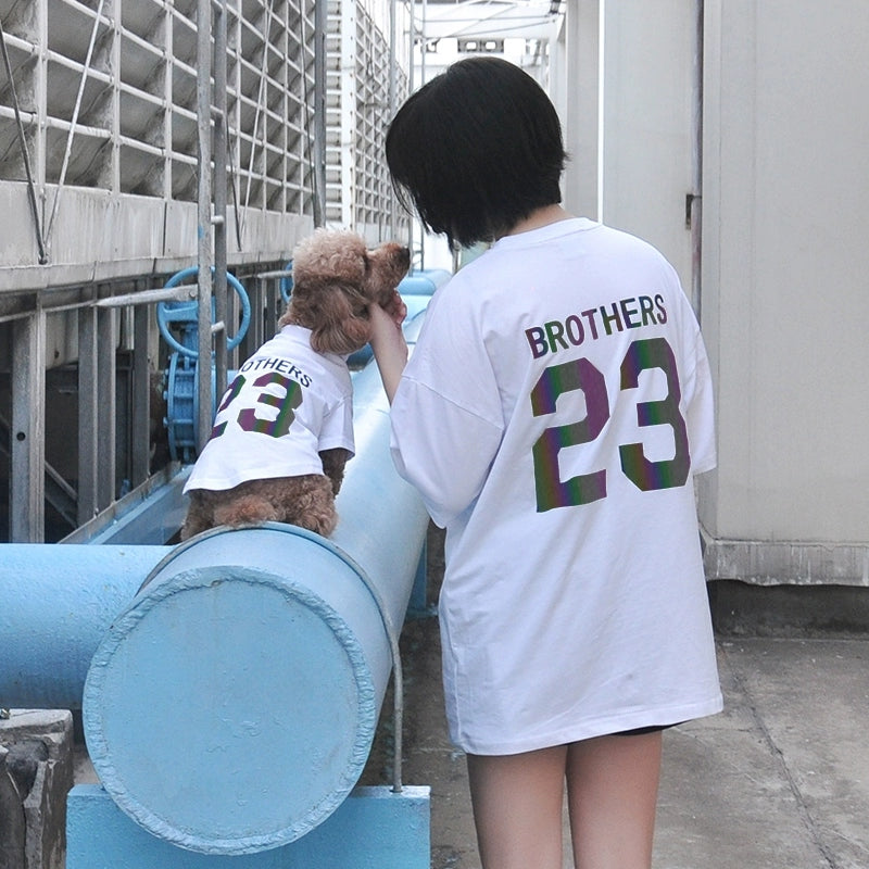 Reflective "Brothers 23" Cat & Dog Summer Parent-Child T-shirts