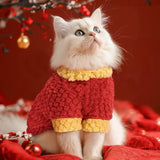 "GET RICH" Festive Winter Cat Outfit – Fleece-Lined New Year’s Jacket