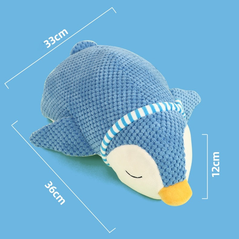 Blue Penguin Plush Dog Sleeping Companion Toy