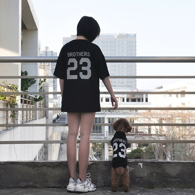 Reflective "Brothers 23" Cat & Dog Summer Parent-Child T-shirts