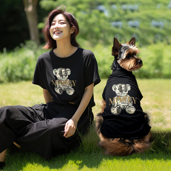 Money Bear Cat & Dog Summer Parent-Child T-shirts