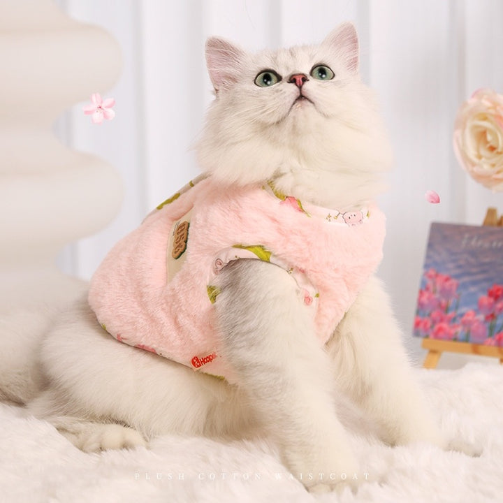 Reversible Pink Floral Vest for Cats