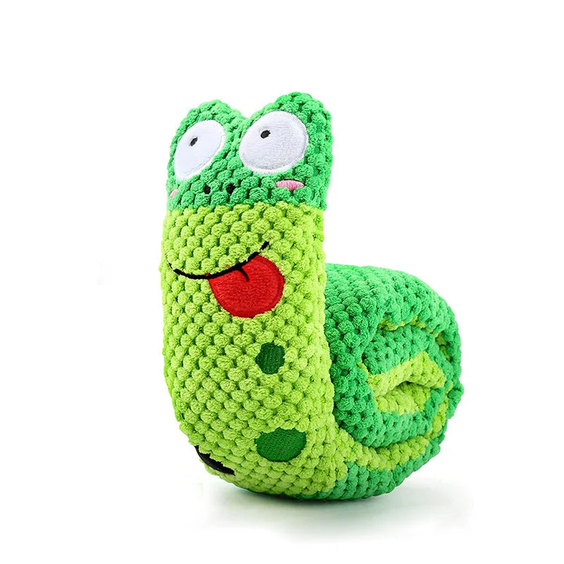 Tough Chew Dog Puzzle Toy – Squeaky Plush Snail Feeder, Interactive & Foldable