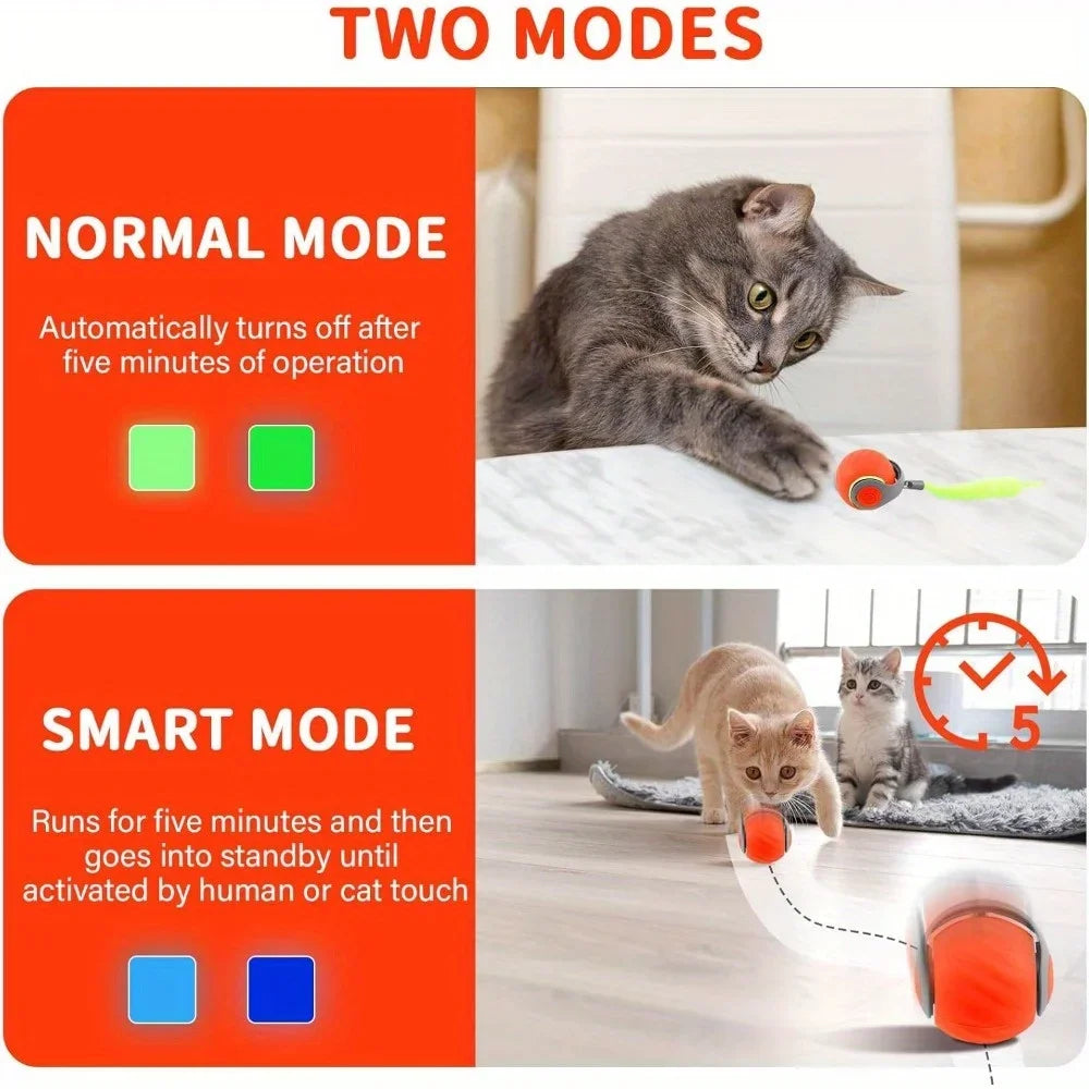 Feather Cat Ball – USB Rechargeable Interactive Toy for Indoor Cats