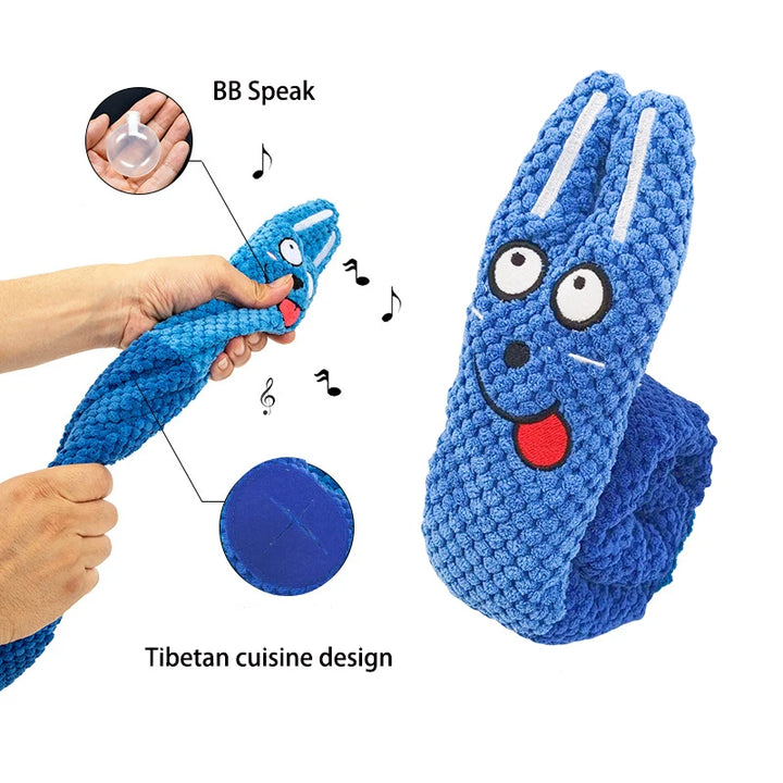 Tough Chew Dog Puzzle Toy – Squeaky Plush Snail Feeder, Interactive & Foldable