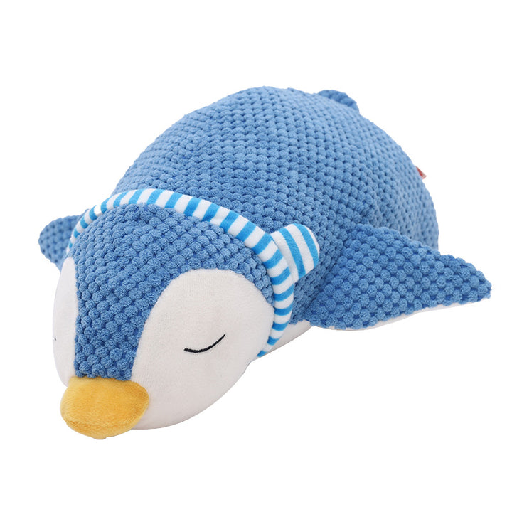 Blue Penguin Plush Dog Sleeping Companion Toy