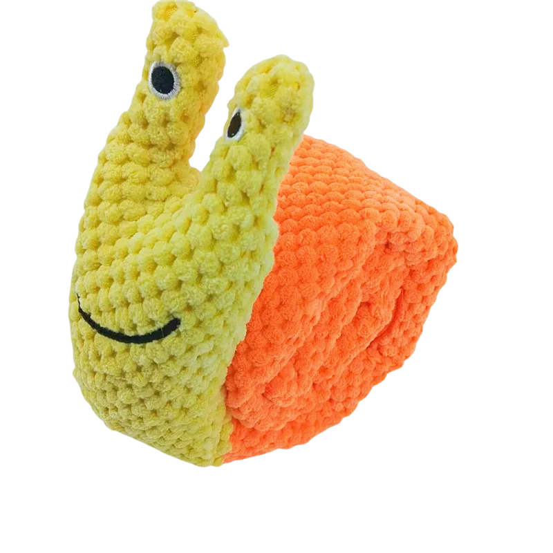 Tough Chew Dog Puzzle Toy – Squeaky Plush Snail Feeder, Interactive & Foldable