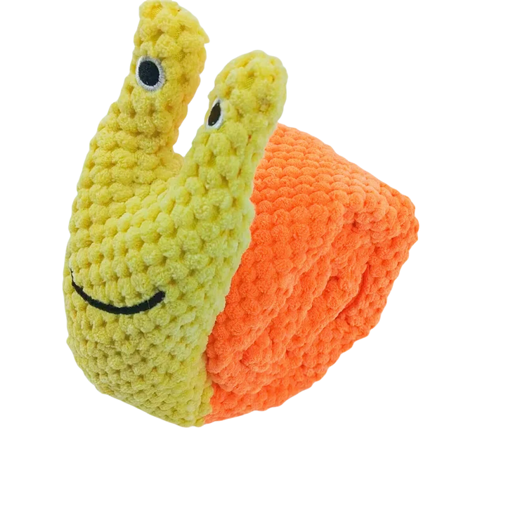 Tough Chew Dog Puzzle Toy – Squeaky Plush Snail Feeder, Interactive & Foldable
