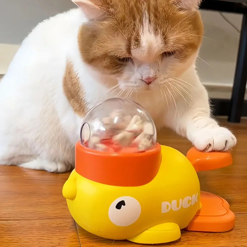 Yellow Duck-Shaped Interactive Treat Dispenser