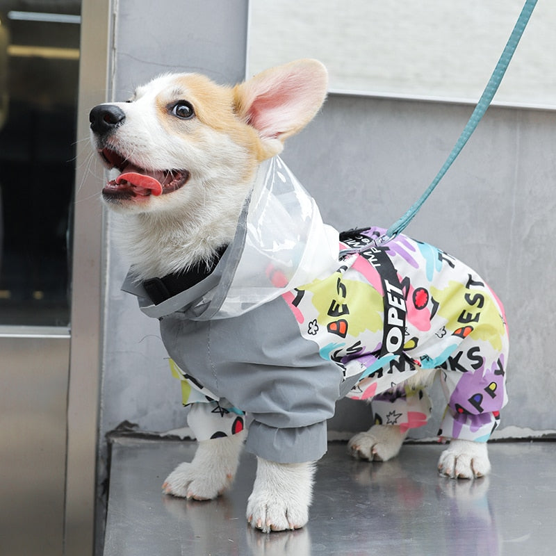 Four Seasons Dog Raincoat Four-legged Waterproof Coat