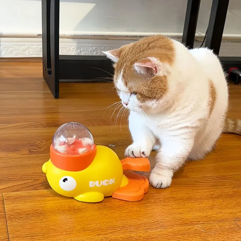 Yellow Duck-Shaped Interactive Treat Dispenser