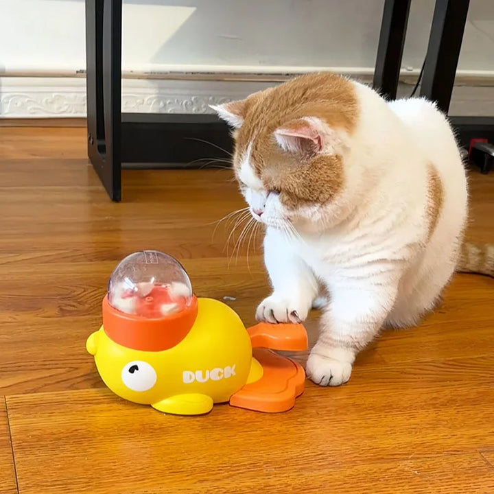 Yellow Duck-Shaped Interactive Treat Dispenser