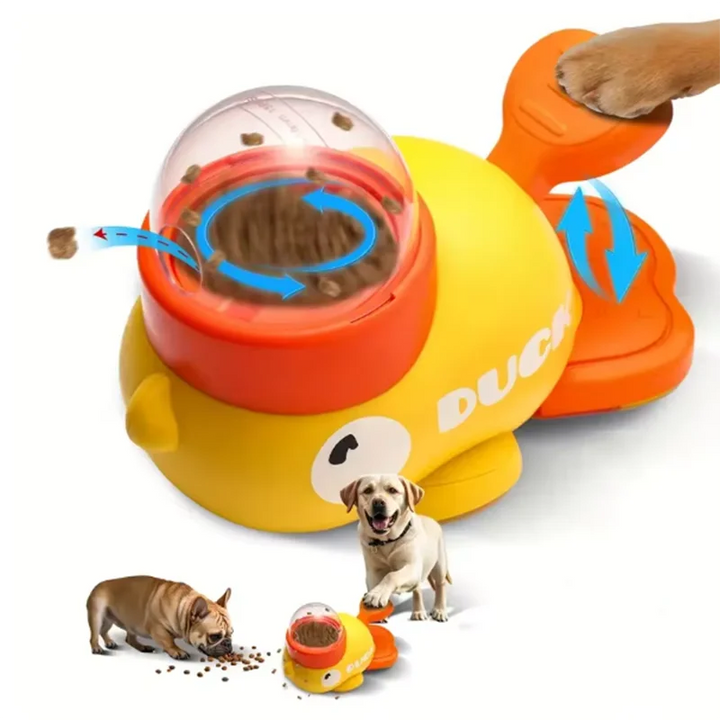 Yellow Duck-Shaped Interactive Treat Dispenser