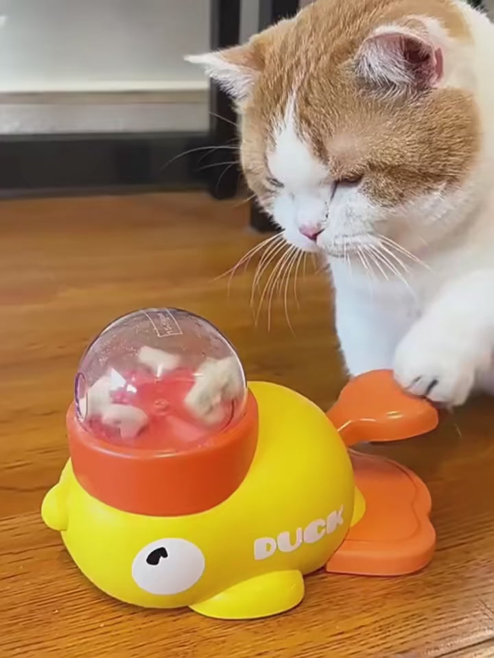 Yellow Duck-Shaped Interactive Treat Dispenser