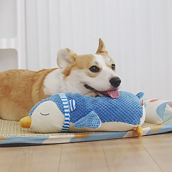 Blue Penguin Plush Dog Sleeping Companion Toy