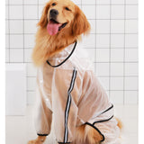 Pet Raincoat Four Feet Hooded Transparent Waterproof Rain Out Clothes