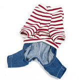 Pet Dog Clothing Stripe Jumpsuit Dress Apparel Costume Cowboy