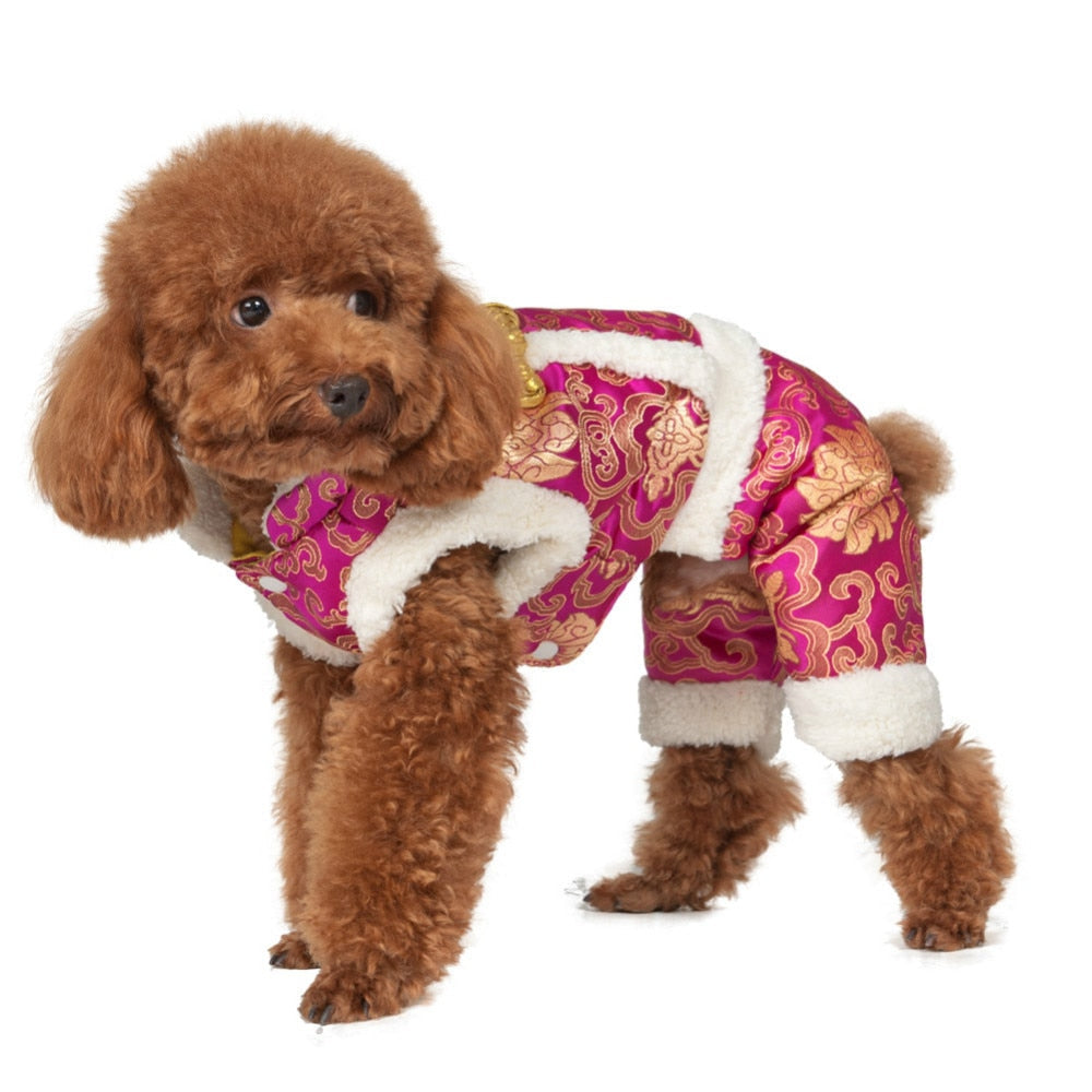 Pet Dog Cat Four-Feet Jumpsuit Chinese New Year Traditional Tang Suit