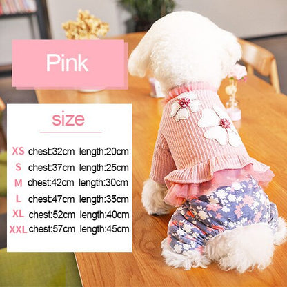 Pet Warm Clothes Floral Coat for Puppy Winter Coat Dog Outfit