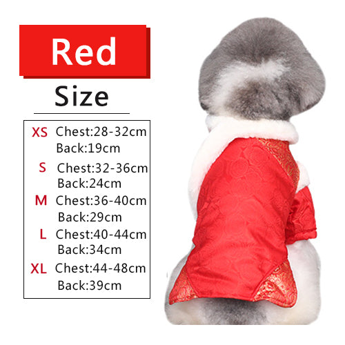 Pet Cat Chinese Traditional Tang Suit Autumn Winter Two Feet Thicken Cotton-padded Christmas