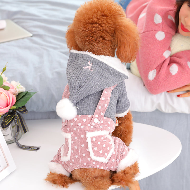 Cat Two Color Puppy Soft Comfortable Christmas Clothes With Hoodie